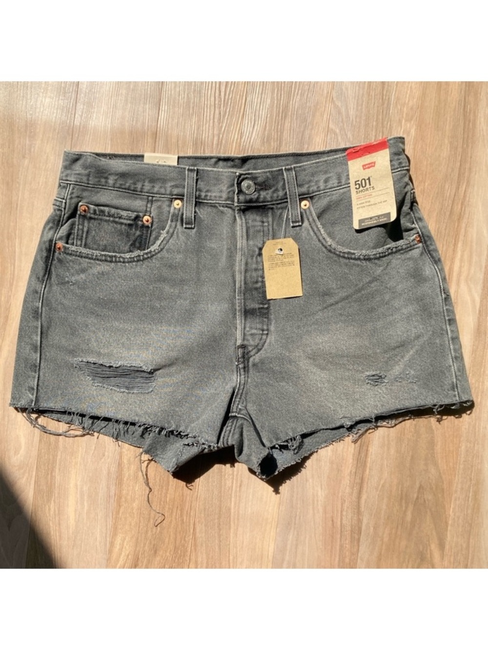 Levi’s 501 jean short distressed high rise 501 jean cotton denim cutoff size 31